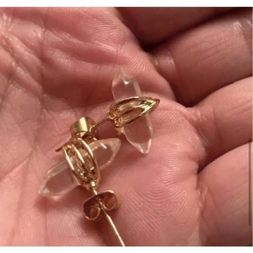 The Crystal Dream Gold plated wrapped lab created sapphire earrings